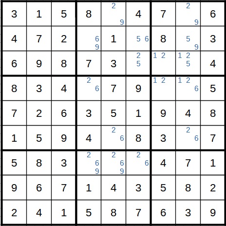 Beispiel 2 für einen X-Flügel in Sudoku